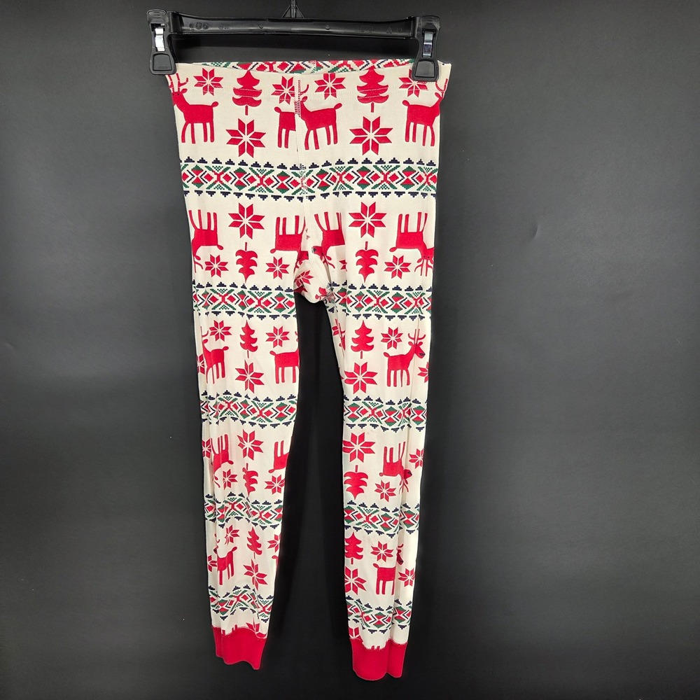 Hanna Andersson Kids 8 Reindeer Fair Isle Organic Cotton Pajama Set Red Cream - Picture 4 of 5